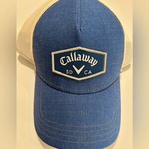 Preowned Callaway Golf Trucker Hat Blue with white mesh back Adjustable